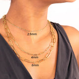 Gold Paperclip Chain Necklace- 3 sizes