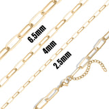 Gold Paperclip Chain Necklace- 3 sizes